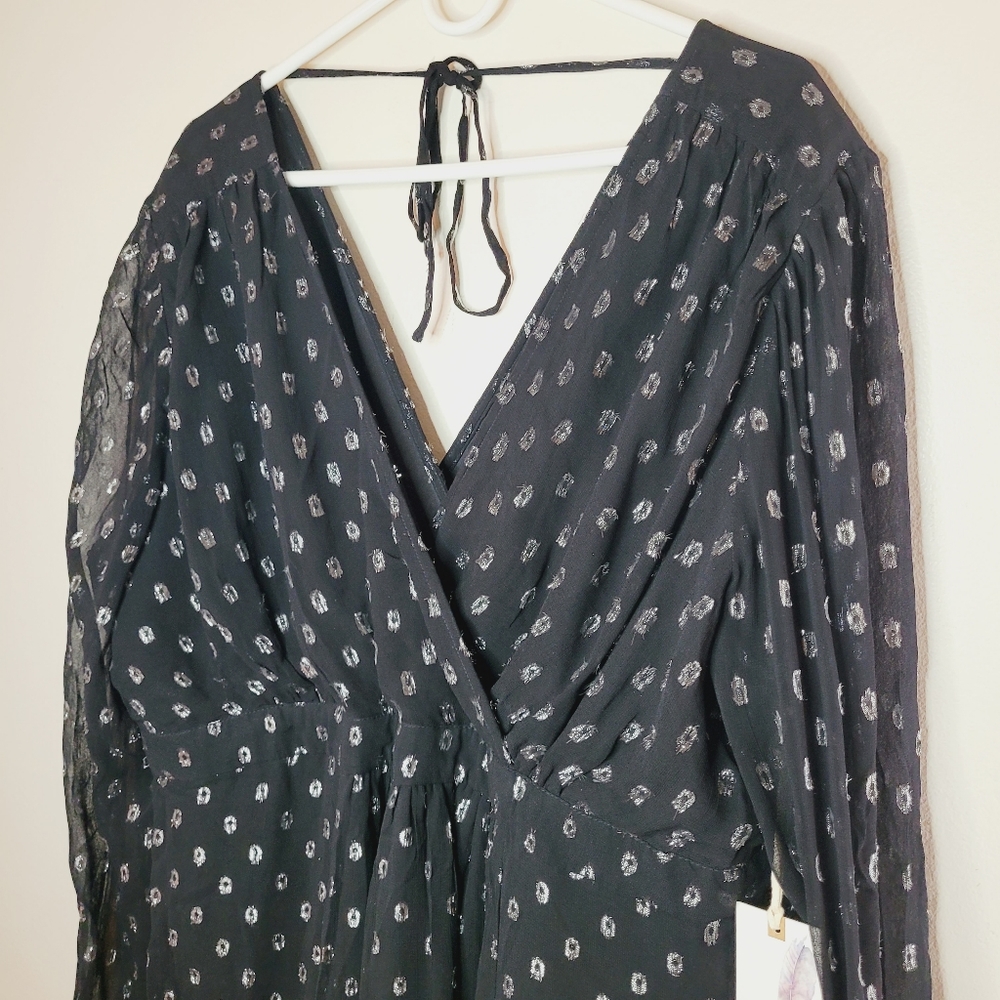 Jessica Simpson Dress Women's Size 2X Maternity Black Dots Flounce Party Event - Picture 4 of 10
